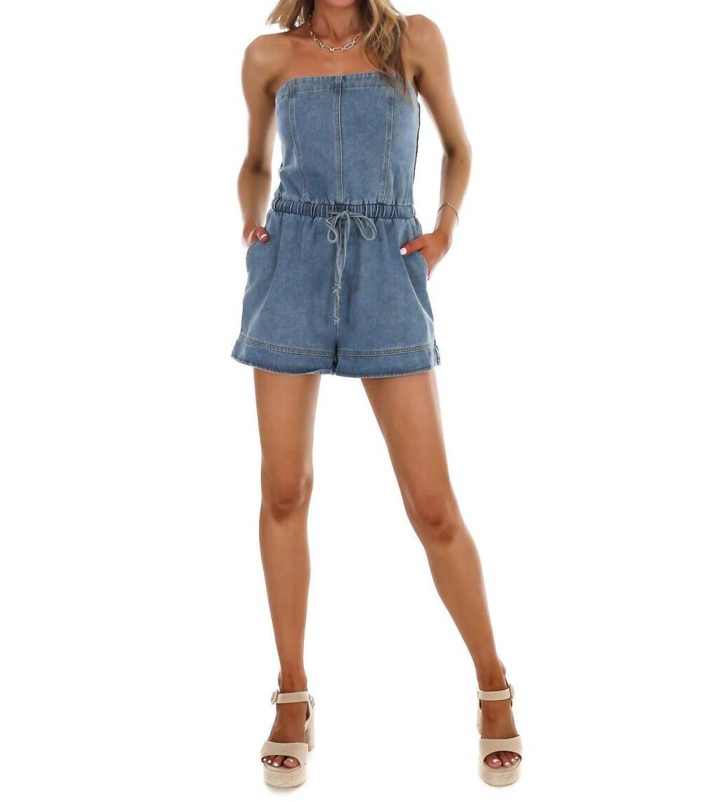 NEW PAPERMOON color me strapless romper in light denim